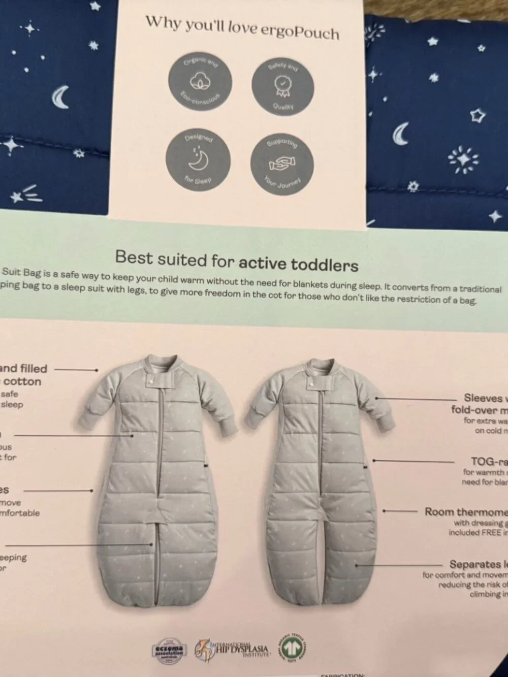 organic cotton sleep suit bag